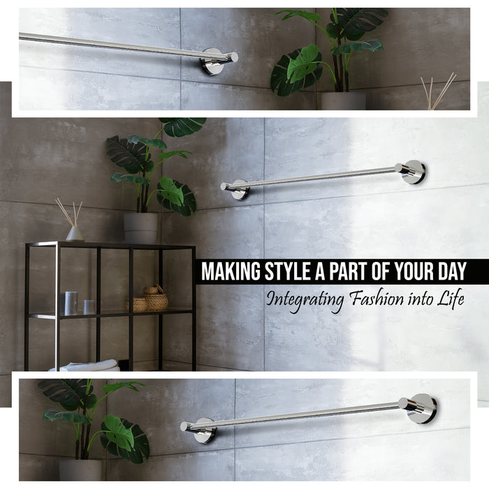 IBL 10-SH iBELL Single Towel Bar for Bathroom, Stainless Steel Wall-Mounted Towel Holder with Screws – Polished Chrome, 62 cm, Hotel Style