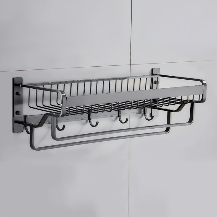 IBL 32-GS iBELL 56 cm (22-Inch)Towel Rack with Hooks | Towel Rod | Towel Hanger | Bathroom Organizer | Bathroom Accessories - Grey