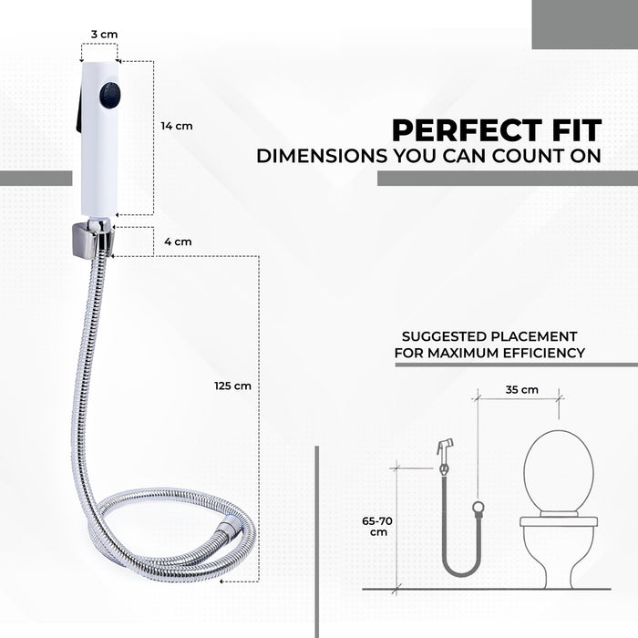 IBL 33-AB iBELL Health Faucet Gun Bathroom faucets Sprayer for Toilets, Bidet and Diaper Sprayer Gun with 1.2 Meter Premium Steel Hose and Wall Hook, Complete DIY Kit-white colour