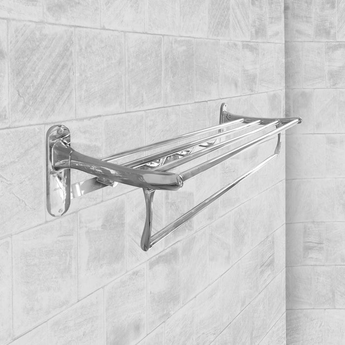 IBL 39-SS iBELL 57 cm (22.5-Inch) Classic Stainless Steel Folding Towel Rack for Bathroom | 90° Foldable Space-Saving Towel Stand | Towel Hanger | Bathroom Accessories