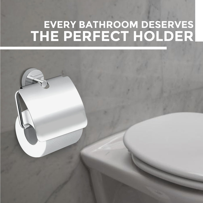 IBL 44-PS iBELL Toilet Paper Roll Holder for Bathroom | Stainless Steel Toilet Tissue Holder | Wall-Mounted Toilet Roll Stand | Bathroom Accessories - Chrome