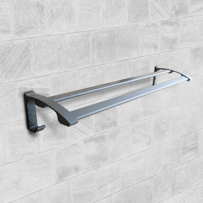 IBL 66-HB iBELL 59 cm (23-Inch) Wall Mounted Double Towel Rod with Hooks, Stainless Steel, Dark Grey Finish