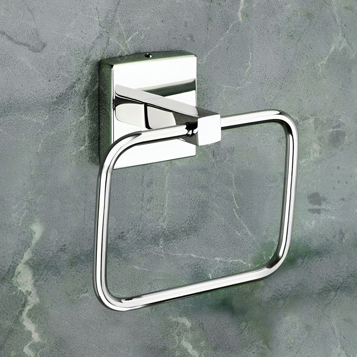 IBL 66-SH iBELL Stainless Steel Square Towel Ring | Towel Holder for Bathroom & Washbasin | Napkin Ring with Chrome Finish - 16 cm