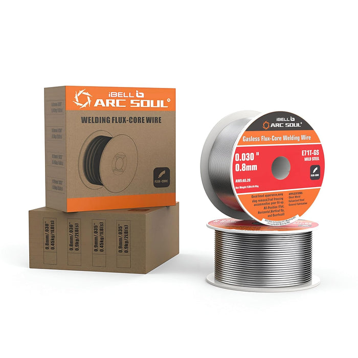 IBELL ARC SOUL1 KG. -(0.8 Mm) Mild Steel Mag Flux Core Welding Wire, E71T-GS On 1KG Spool, Professional Mild Steel MAG Gasless Wire with Low Splatter and For All Position Gasless Welding