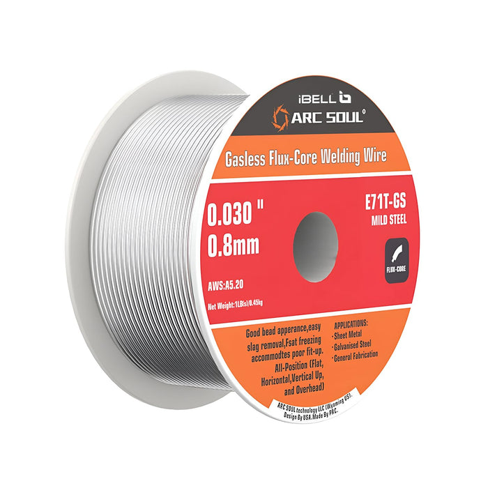 IBELL ARC SOUL1 KG. -(0.8 Mm) Mild Steel Mag Flux Core Welding Wire, E71T-GS On 1KG Spool, Professional Mild Steel MAG Gasless Wire with Low Splatter and For All Position Gasless Welding