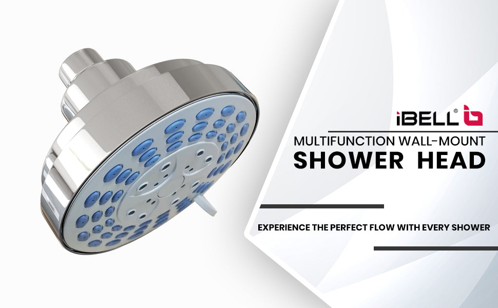 IBL 75-AB iBELL Mist Rainduet 5-Spray Multifunction Wall-Mount Shower Head, 99 mm Wide Sprayface, ABS Plastic, Polished Chrome Finish