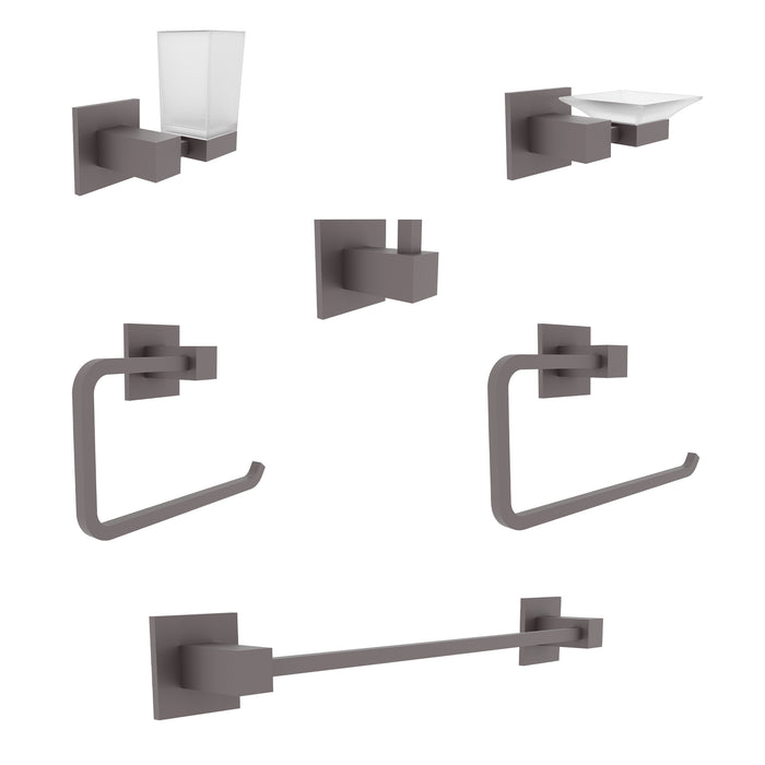 IBL 88-ZS iBell Zinc & Stainless Steel Bathroom Accessories Set of 6-Pcs/Bathroom Hardware Set (Towel Bar/Soap Holder/Toothbrush Holder with Tumbler/Toilet Paper Holder/Hook/Towel Ring)