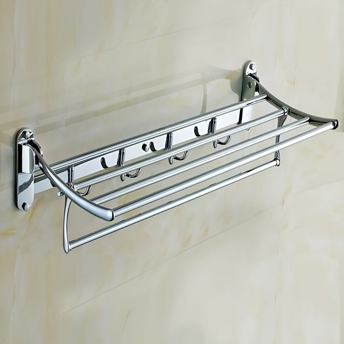 IBL 93-SS iBELL 59 cm (23.2-Inch) Chrome Stainless Steel Folding Towel Rack for Bathroom | 90° Foldable Space-Saving Towel Stand | Towel Hanger | Bathroom Accessories