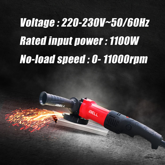 iBELL Angle Grinder IBL AG10-06, 1100W, 100MM Heavy Duty,11000 RPM with 6 Months Warranty