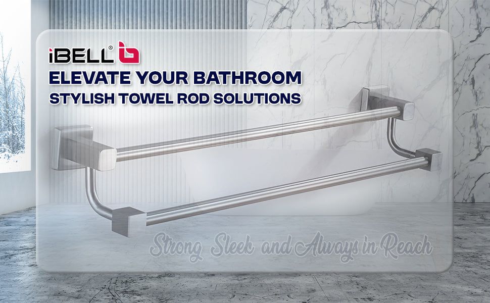 IBL 40-SS iBELL Stainless Steel Towel Rod | Wall-Mounted Double Rail Napkin Holder | Multipurpose Hanger Storage Stand | Bathroom & Kitchen Accessories 