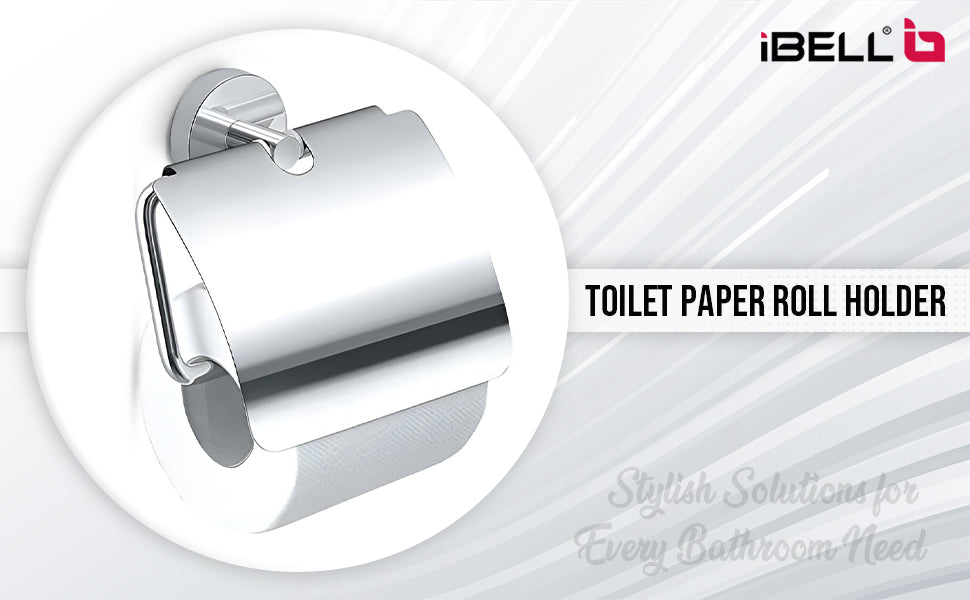 IBL 44-PS iBELL Toilet Paper Roll Holder for Bathroom | Stainless Steel Toilet Tissue Holder | Wall-Mounted Toilet Roll Stand | Bathroom Accessories - Chrome