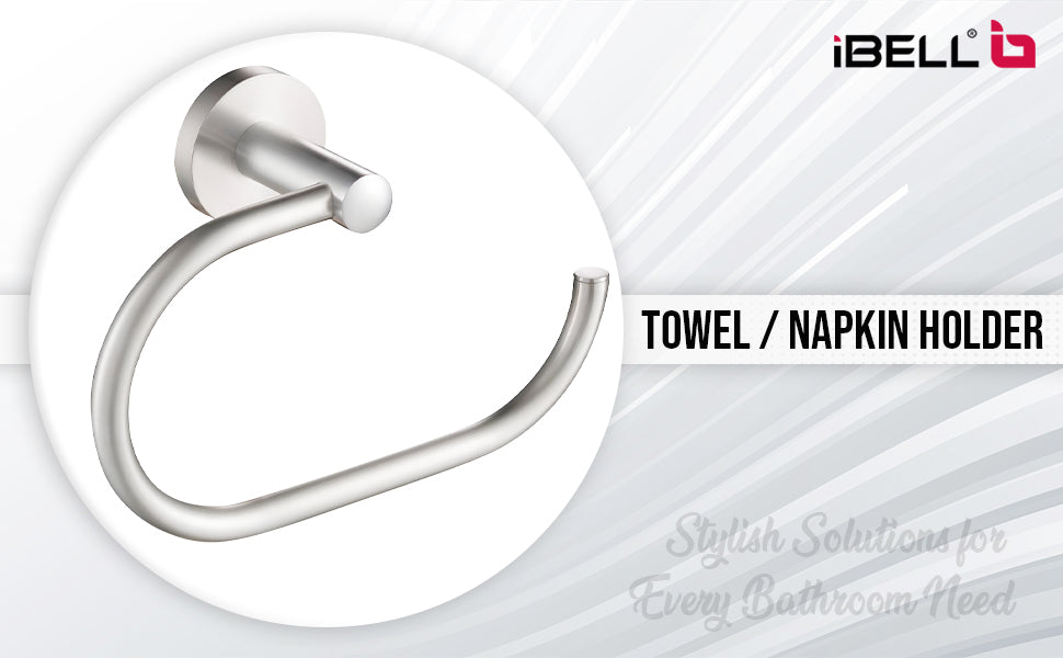 IBL 99-SH iBELL Towel Hanger for Wash Basin | Stainless Steel Napkin Holder for Bathroom | Hand Towel Hanger & Towel Ring | Bathroom Accessories - Chrome Finish (1 Piece)