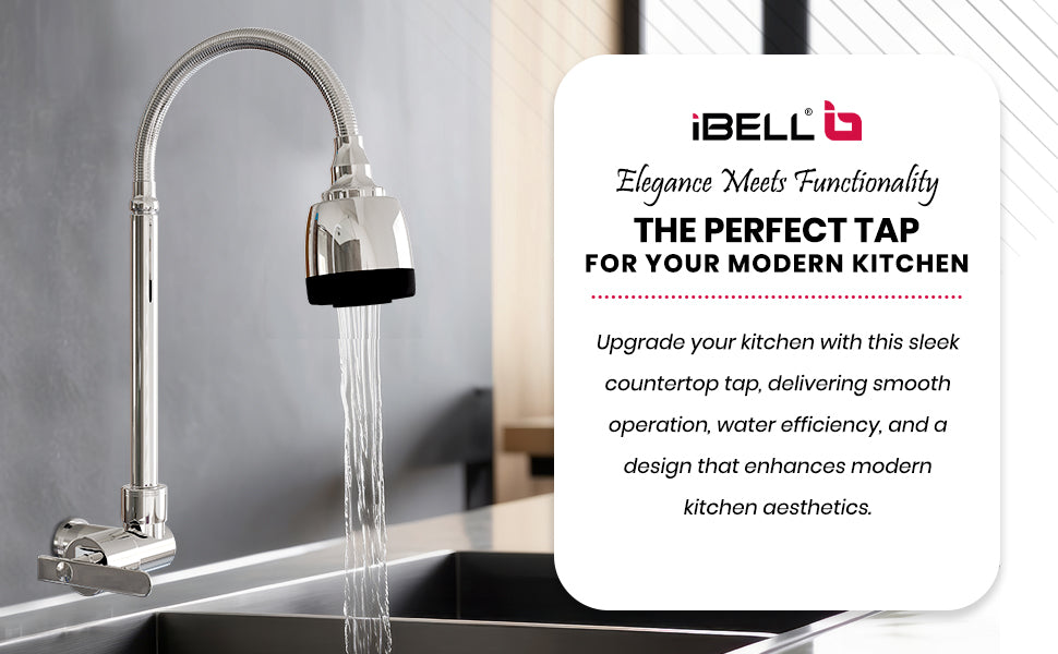 IBL 72-Z1 iBell Dual Flow Chrome Wall Mount Kitchen Sink Tap with Flexible Neck - Dual Sprayer Function for Home and Commercial Use