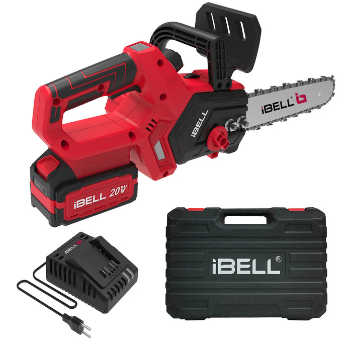 iBell BS20-12 Cordless Chainsaw Brushless|1200W|20V Max|12” Guide Bar|3/8” Chain Pitch|4.0Ah Li-Ion Battery|4500 RPM|Lightweight 1.76 Kg – Ideal for Cutting Trees and Branches in bmc box