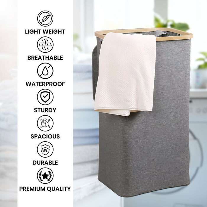 IBL 62-SB iBELL Laundry Basket With Lid Large Dirty Clothes Hamper Waterproof Collapsible Laundry Hamper-grey (41x33x70cm)