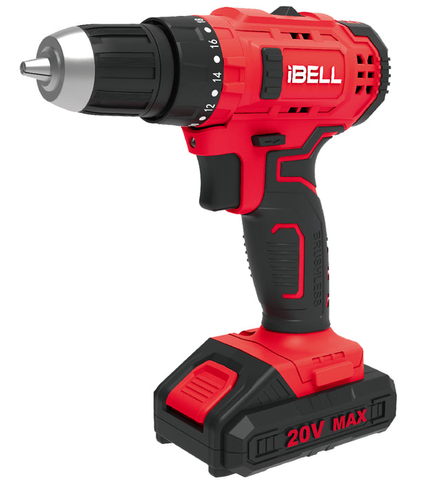 iBELL Professional 20V Cordless Impact Drill Driver CT20-38 ,0-1450 RPM, 38Nm Torque, 0-27000 IPM Impact Rate, 15mm Wood & 10mm Steel Drilling Capacity, Li-ion Battery 1500mAh, 101 Home Essential Tools/Accessories