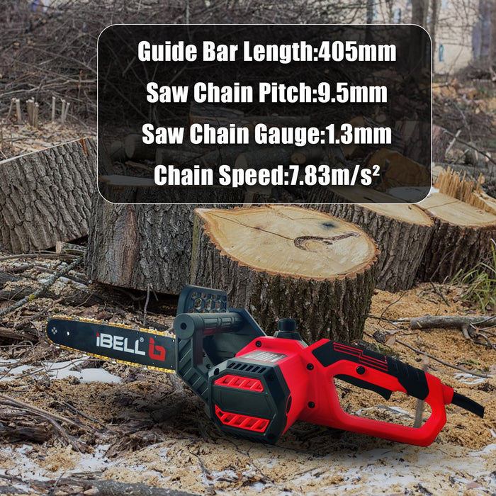 iBELL EC16-41 Electric Chain Saw, 1600W, 1200RPM, 16 Inch, Automatic Oiler - 6 Months Warranty