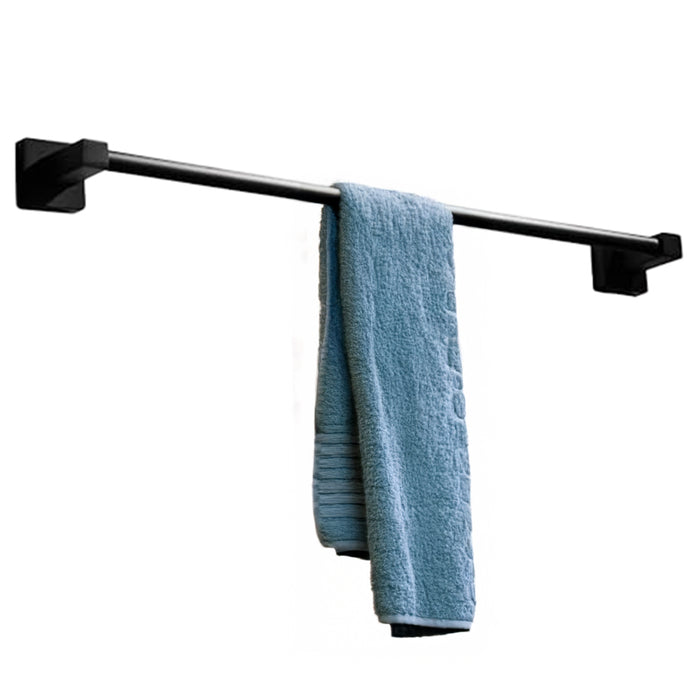 IBL 31-BH iBELL Single Towel Bar for Bathroom, Stainless Steel Wall-Mounted Towel Holder with Screws – Matte Black, 62 cm, Hotel Style