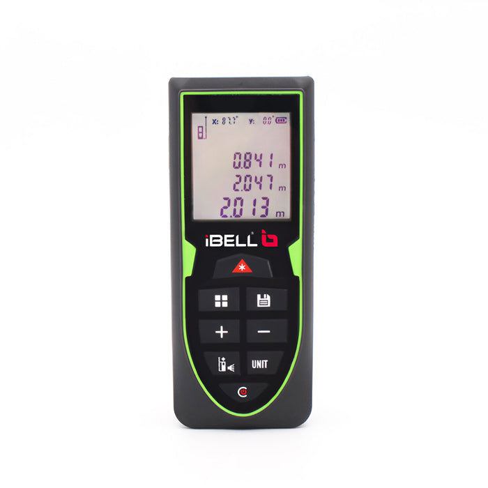 iBELL DM70-03 Classic Laser Measure 70M Mute Laser Distance Meter with Backlit LCD and Pythagorean Mode, Measure Distance, Area and Volume, Battery