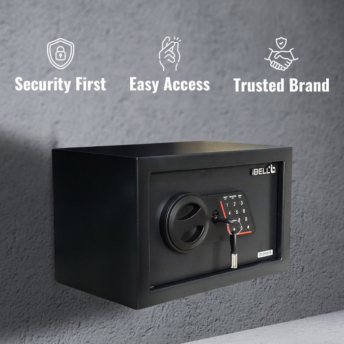 iBELL SL-25B Digital Electronic Safe Locker for Personal and Office Use | 25L Black Locker with White LED Light and Emergency Key Access