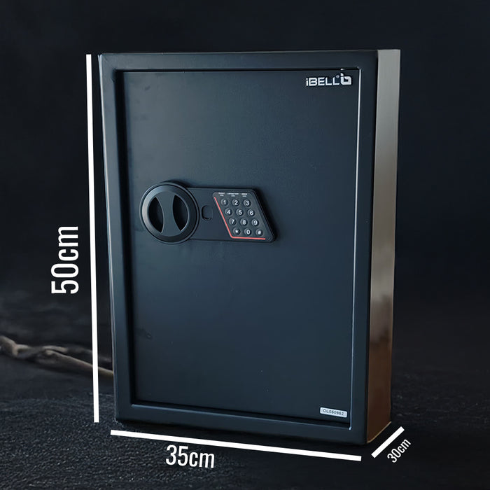 iBELL SL-50B Digital Electronic Safe Locker for Personal and Office Use | 50L Black Locker with White LED Light and Emergency Key Access