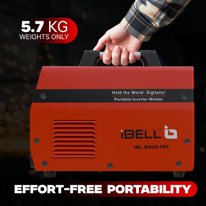 iBELL M320-104 Inverter ARC Welding Machine (IGBT), 320A with Adjustable Hot Start, Anti-Stick Functions, Arc Force Control, VRD, and Thermal Protection – 2 Year Warranty