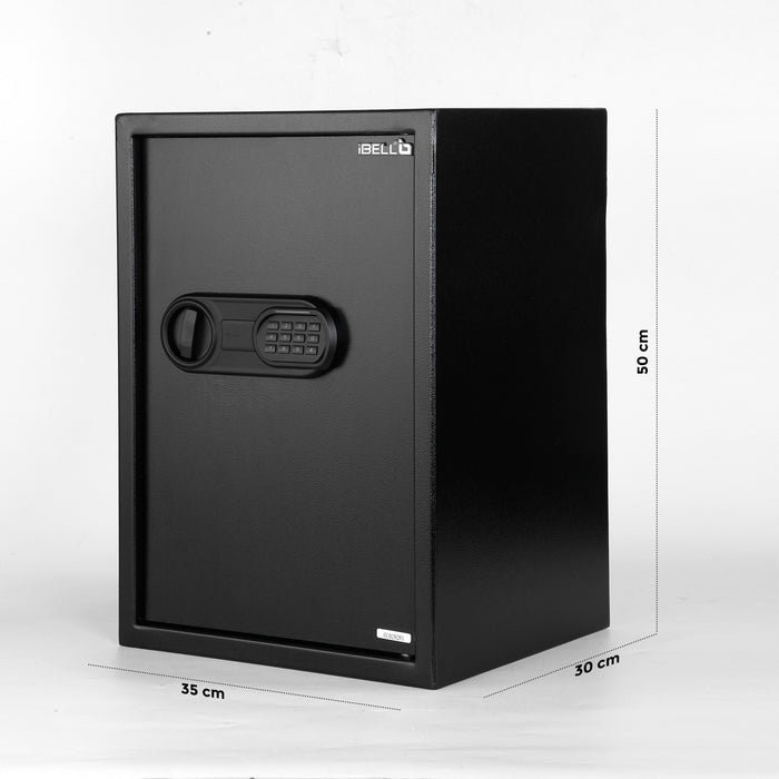 iBELL SL-50S Digital Electronic Safe Locker for Personal and Office Use | 50L Black Locker with Blue LED Light and Emergency Key Access