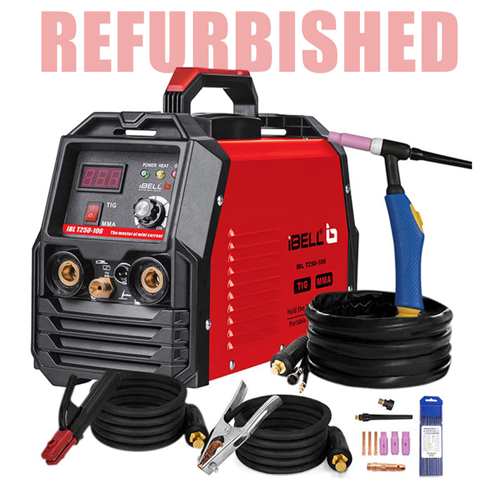 (Refurbished) iBELL TIG/MMA Welding Machine (T250-106), 250A, 220V, Inverter IGBT, Anti Stick, with 10nos Tungsten Rods & All Accessories Included - 1 Year Warranty