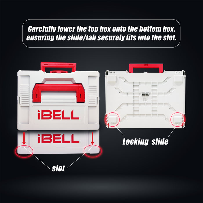 iBELL TB105-1 Stacking Multifunctional Tool Storage Box, PC+ABS plastic & 40 kg load capacity (when stacked) - 39x30x11 cm -PACK OF 2