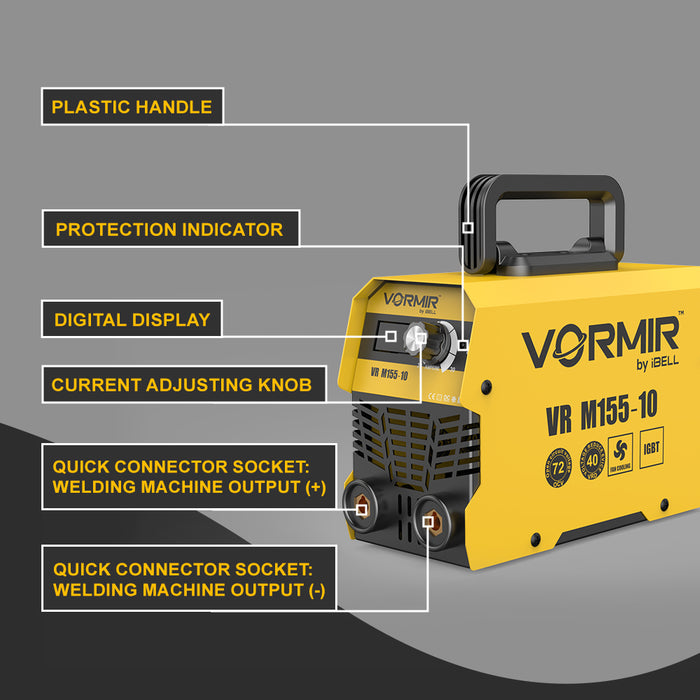 iBELL VORMIR VR M155-10 Inverter MMA Welding Machine (Home/DIY) 105A with IGBT, Hot Start, Anti-stick, Arc Force, Provided in BMC Box