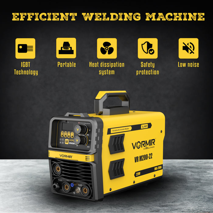 iBELL VORMIR VR M200-22 Inverter MMA/MIG/MAG/TIG LIFT Welding Machine (Home/DIY) 200A with Hot Start, Anti-Stick Functions