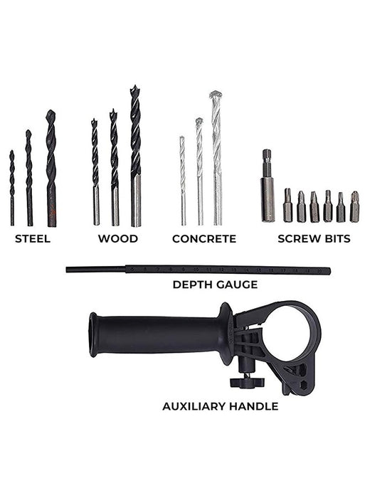 iBELL Impact Drill ID 13-80  13MM, 650W, 2800RPM with Auto Chuck in BMC Box and 17 Accessories