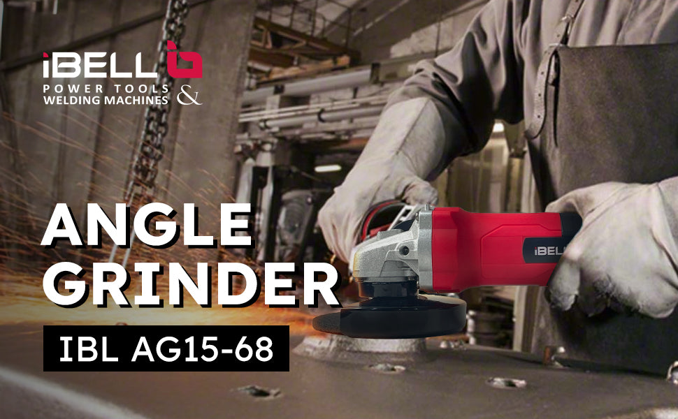 iBELL Angle Grinder AG15-68, 680W Heavy Duty, Copper Armature, Disc Dia 115mm, 11000 RPM with Grinding Wheel and Guard.