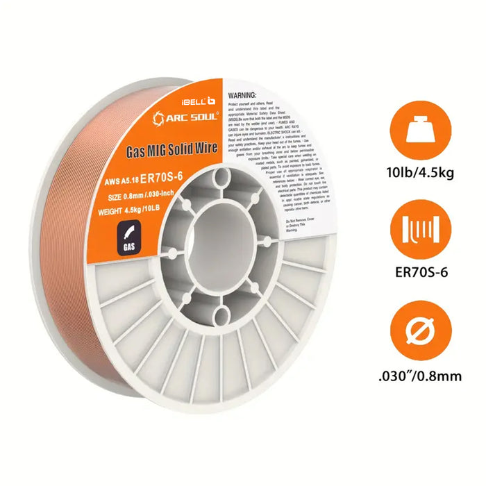 IBELL ARC SOUL Er70s-6.030inch/0.8mm,(4.9kg) Spool, Professional Grade Mild Steel MIG Welding Wire, Low Splatter, Gas Shielded, All Position Welding Material, Suitable for IBELL M250 Pro / M220-81 Welding Machines