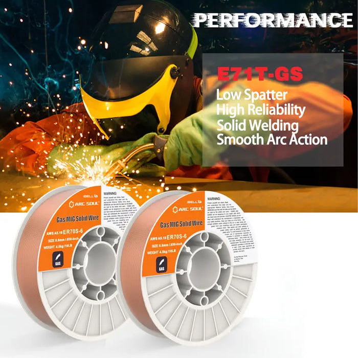 IBELL ARC SOUL Er70s-6.030inch/0.8mm,(4.9kg) Spool, Professional Grade Mild Steel MIG Welding Wire, Low Splatter, Gas Shielded, All Position Welding Material, Suitable for IBELL M250 Pro / M220-81 Welding Machines