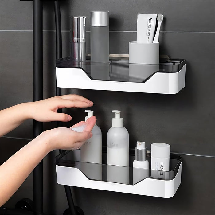 IBL PS-09 iBELL Wall Mounted Bathroom Shelf, No Drilling Storage Organizer, Plastic Shower Basket for Bathroom/Kitchen