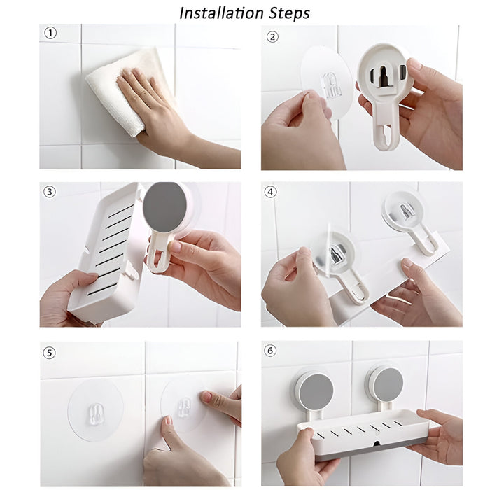 IBL 03-SS iBELL Non-Perforated Soap Dish | Hollowed-Out Soap Holder with Removable Drain Plate | Keeps Soap Dry | White | Adhesive Included