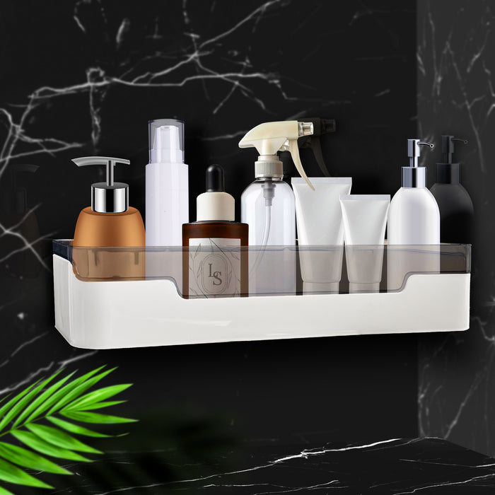 IBL PS-09 iBELL Wall Mounted Bathroom Shelf, No Drilling Storage Organizer, Plastic Shower Basket for Bathroom/Kitchen