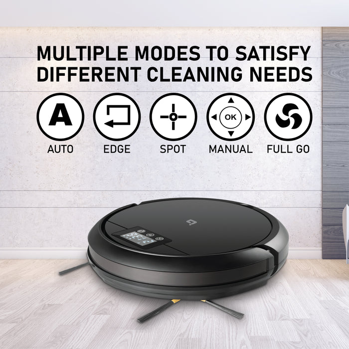 (Refurbished) iBELL Robotic Vacuum Cleaner RV19-26  with Self-Charging, 360° Smart Sensor Protection, Vacuum for Home & Commercial use, Multiple Cleaning Modes, Wet moping, Control by Alexa, Google Home, Remote & Dedicated App - 1 Year Warranty